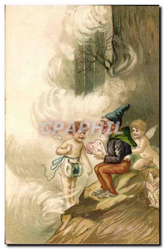 Postcard Old Elf Fantasy Angels