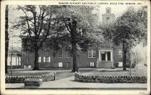 Newark Delaware DE Newark Academy Public Library Vintage Postcard