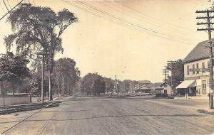 Waterville ME Railroad Station Train Depot Dirt Street View Real Photo Postcard