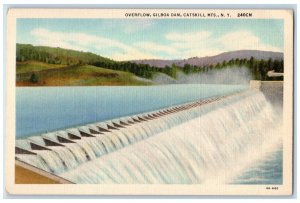 c1930's Overflow Gilboa Dam Catskill Mountains New York NY, Waterfalls Postcard 