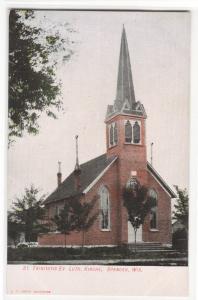 St Trinitatis Evangelical Lutheran Church Spencer Wisconsin 1910c postcard