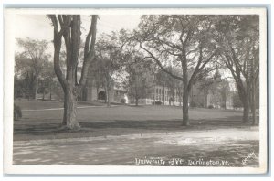 c1910's University Of VT Building Campus Burlington Vermont RPPC Photo Postcard