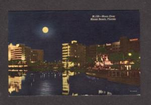 FL Moon Over MIAMI BEACH FLORIDA POSTCARD Night VIEW