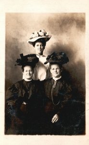 Vintage Postcard 1920s Portrait Three Victorian Women Ladies Traditional Clothes