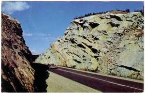 Majestic Rock Cut On A Canadian Highway, Vintage 1965 Chrome Postcard