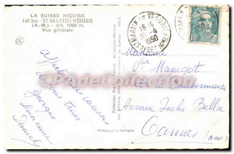 Old Postcard Switzerland Nicoise St Martin Vesubie General view