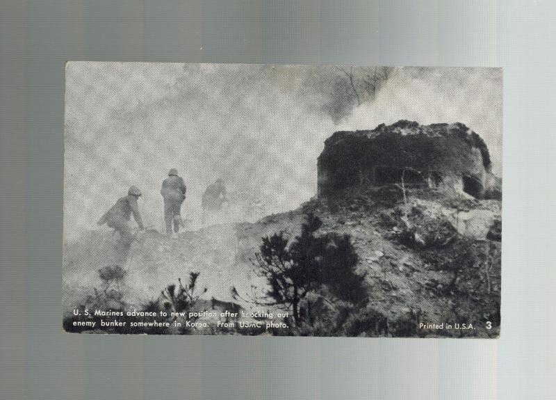 Mint RPPC Real Picture Postcard US Marines Demolish Enemy Bunker in Korea War