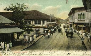 philippines, MANILA, Escolta, Street Scene, Horse Carts (1906) Postcard