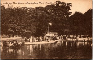 Vtg Lake & Boat House Manningham Park Bradford West Yorkshire England Postcard