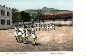 Greece Natives Ethnic Costumes Dancing Danse d'Euzones c1900 Postcard