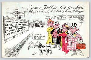 Chicago Fantasy Stock Yard Comic~Dressed Pigs & Cow Couples Arrive for Show~1908