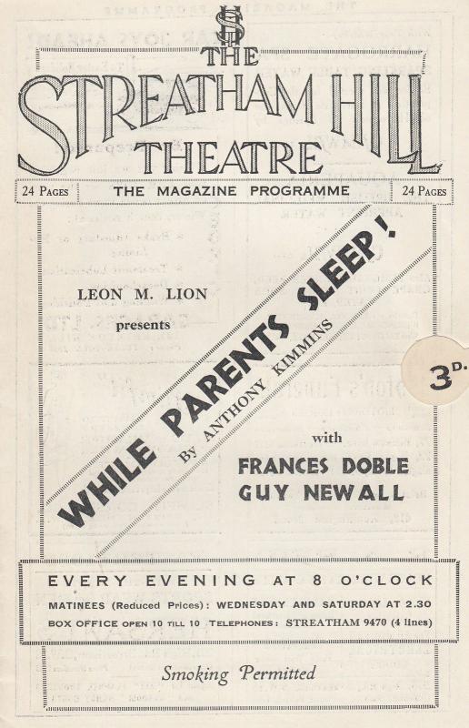 While Parents Sleep Marie Wright of Gaslight Movie Streatham Theatre Programme