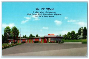 c1960s 78 Motel Exterior Roadside Birmingham Alabama Unposted Vintage Postcard