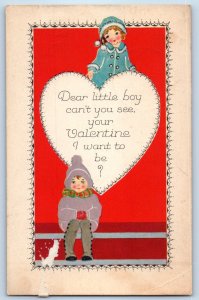 1926 Valentine Big Heart Children Holgate Ohio OH Vintage Posted Postcard