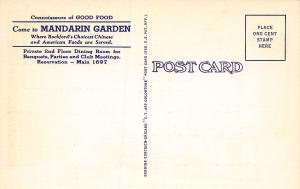 Mandarin Garden Restaurant, Rockford, Illinois, Early Linen Postcard, Unused