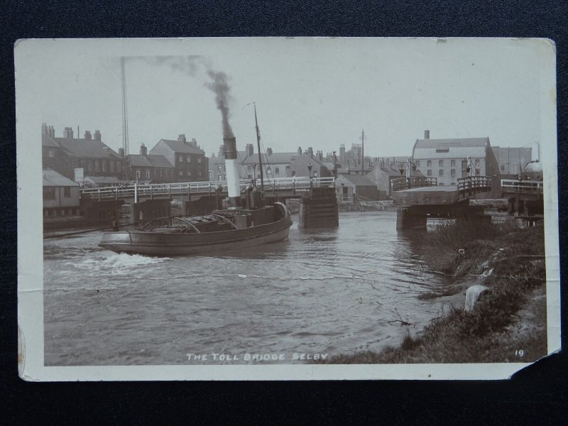 Yorkshire SELBY Tug Boat at THE TOLL BRIDGE - Old RP Postcard by W. Bramley