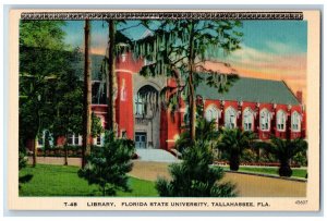 Tallahassee Florida FL Postcard Library Florida State University c1940's