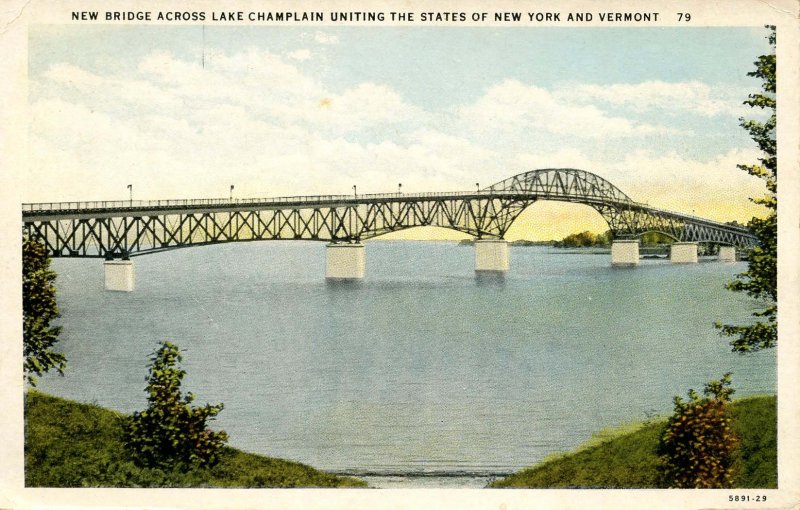 VT - Lake Champlain. Bridge between New York and Vermont