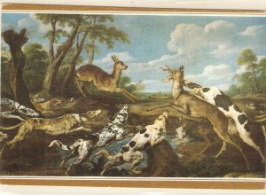 Roe-deer Hunt Fine art, painting, modern Spanish postcard