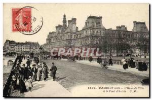 Paris Postcard Old City Hall and the deck & # 39Arcole (children)