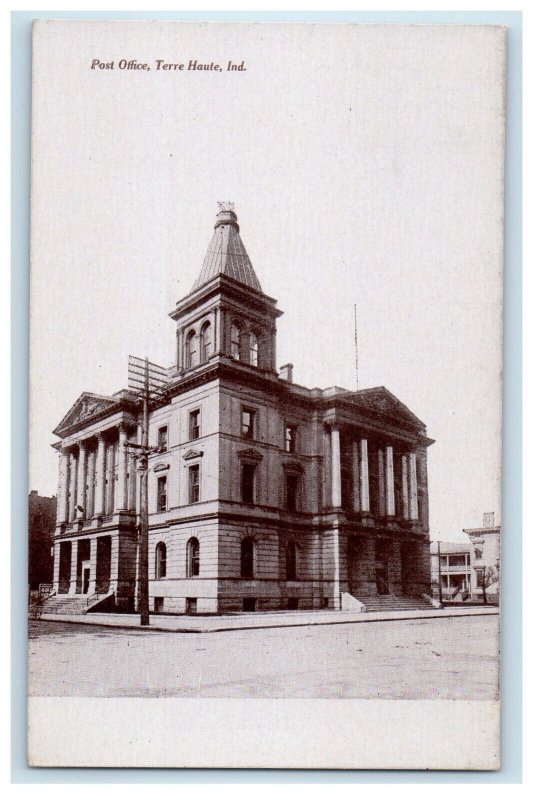 c1910's Post Office Building Street View Terre Haute Indiana IN Postcard