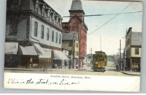 STONEHAM MA Trolley Street Scene c1910 Postcard