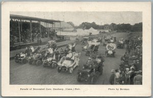DANBURY CT PARADE OF DECORATED CARS ANTIQUE POSTCARD