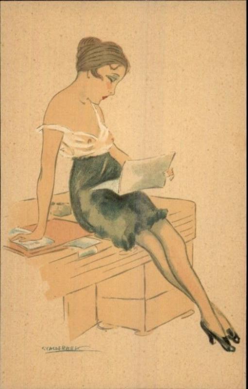 Italy Art Deco Nude Woman Artist Calderara Series 3241 #3 c1910 Postcard