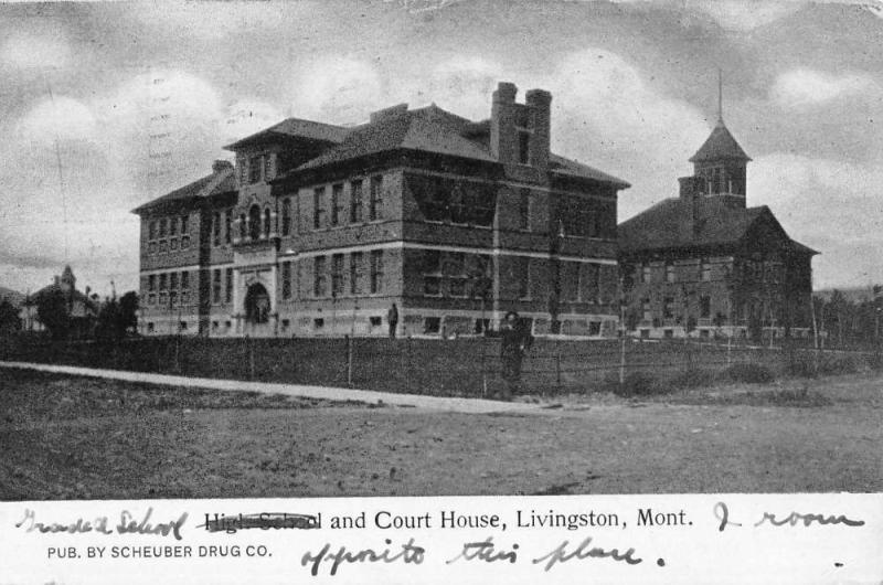 Livingston Montana High School And Court House Antique Postcard K27266