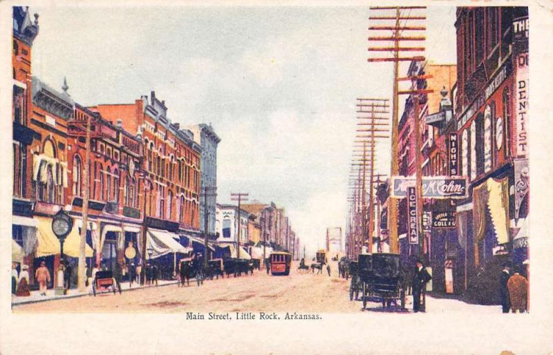 Little Rock Arkansas Main Street Scene Historic Bldgs Antique Postcard K54439