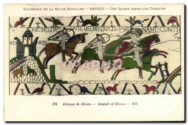 Postcard Old Bayeux Tapestry De La Reine Mathilde Attack Dinan