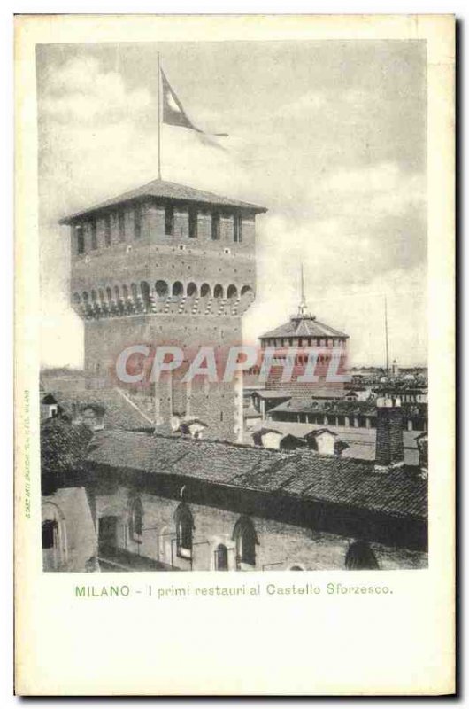 Old Postcard Milano I primi restauri al Castello Sforzesco