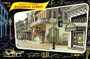 NEW ORLEANS Bourbon Street Scene French Quarter Continental c1950s Postcard