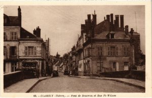 CPA CLAMECY Pont de BEUVRON et Rue Pt-Wilson Nievre (100372)