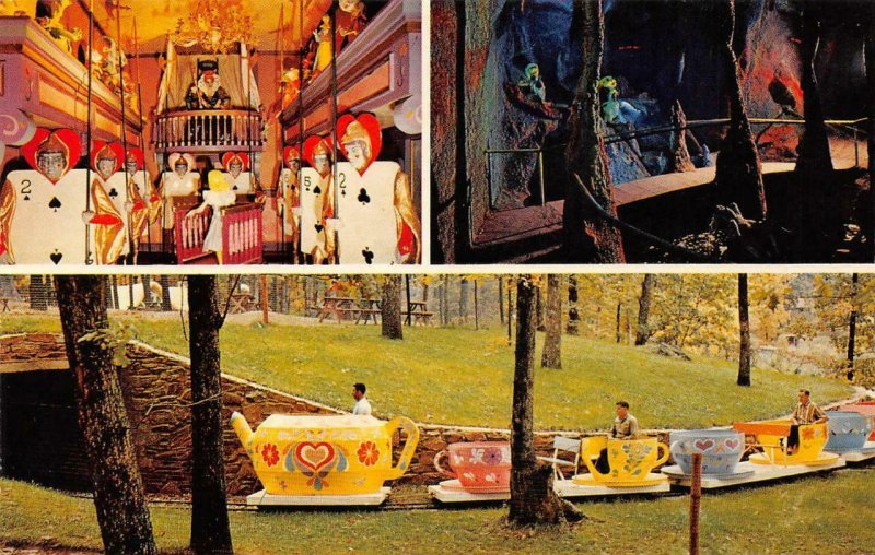 ENCHANTED FOREST Alice In Wonderland Amusement Park Ride Baltimore 1963 Postcard