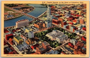 Columbus Ohio OH, Capitol Square, District Business Buildings, Vintage Postcard