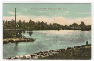 North Park Lagoon Oshkosh Wisconsin WI 1909 postcard