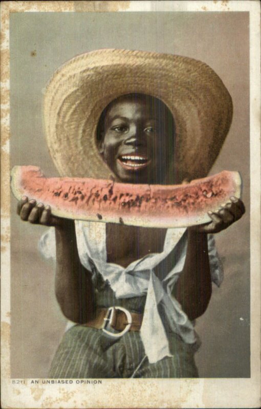 Black Americana Boy Watermelon UNBIASED OPINION Detroit Publishing PC