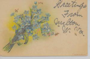 Milton West Virginia Greetings From flowers glittered antique pc Z38024