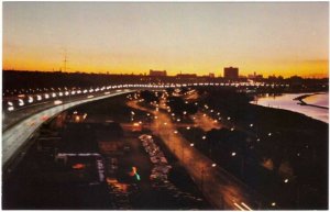 Lakeshore Blvd At Dawn, Toronto, Ontario, Vintage Chrome Aerial View Postcard