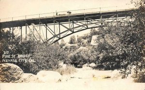 RPPC Pine Street Bridge NEVADA CITY California c1910s Vintage Photo Postcard