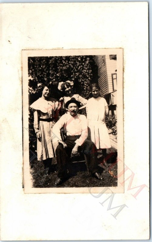 c1910s Lovely Happy Family RPPC Cute Laugh Little Girl Real Photo Smile Man A159