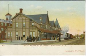 Kingston NY New York ~ West Shore  R.R. Depot Railroad Railway Train Postcard