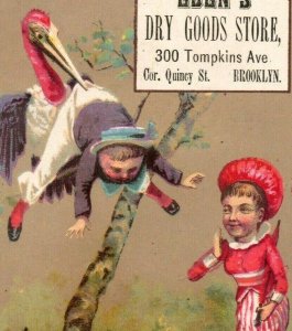 1881 Eden's Dry Goods Store Comical Bird With Man In Beak Lady Laughing P98