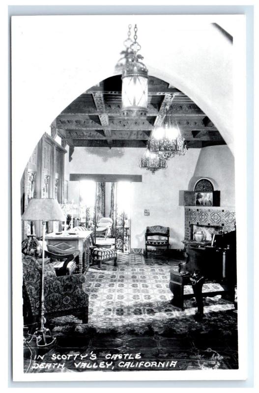 Postcard Interior Scotty's Castle, Death Valley, CA RPPC  D14 B