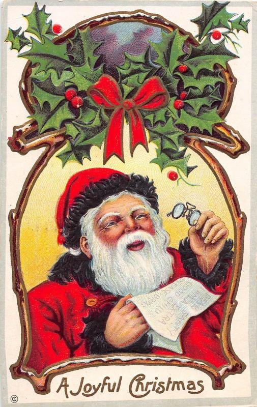 D83/ Santa Claus Merry Christmas Holiday Postcard 1916 Kansas City Spectacles 8