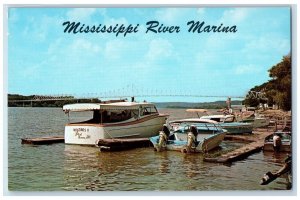 c1960's Nokomis II Boat Mississippi River Marina Savanna Illinois IL Postcard