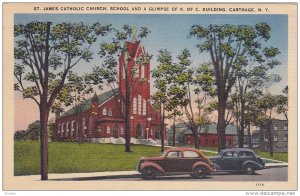 St. James Catholic Church, School And A Glimpse Of K. Of C. Building, Carthag...