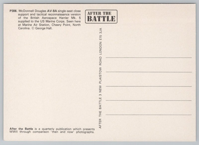 Aircraft~McDonnel Douglas AV-8A Taking Off~Continental Postcard 