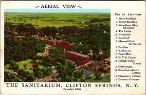 Postcard AERIAL VIEW SCENE Clifton Springs New York NY AL8358